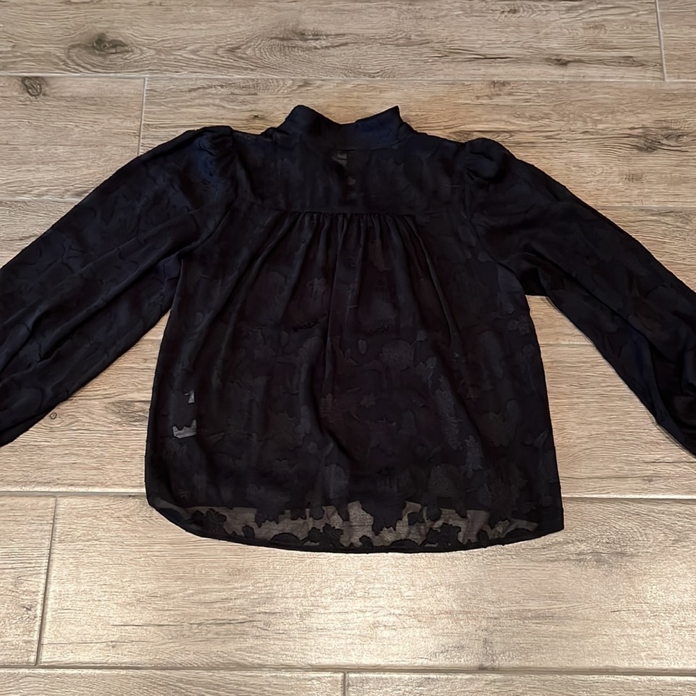 Banana Republic Black Floral Lace Top-XS